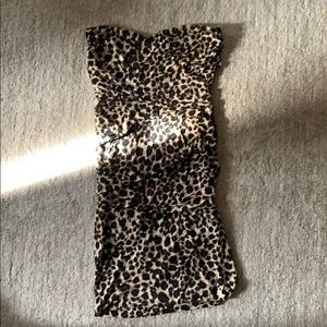 boutique leopard rouched tube top stretchy dress